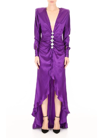 Shop Alessandra Rich Ruffled Dress In Purple (purple)