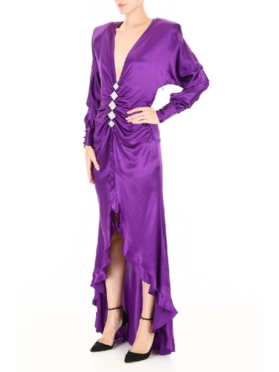 Shop Alessandra Rich Ruffled Dress In Purple (purple)