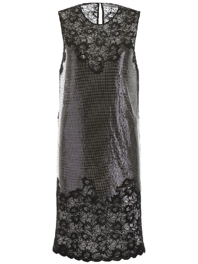 Shop Rabanne Chainmail Dress With Lace In Black (black)