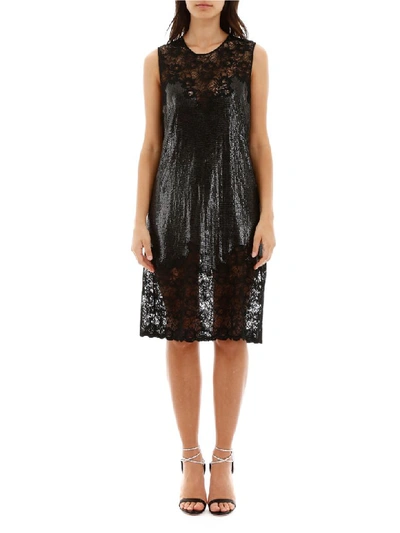 Shop Rabanne Chainmail Dress With Lace In Black (black)