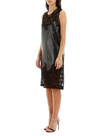 Shop Paco Rabanne Chainmail Dress With Lace In Black (black)