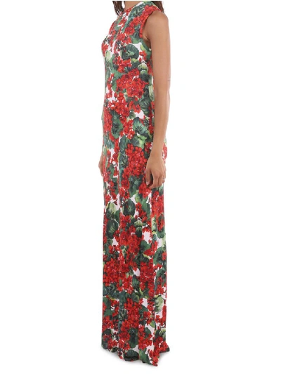 Shop Dolce & Gabbana Long Geranium Dress In Multi