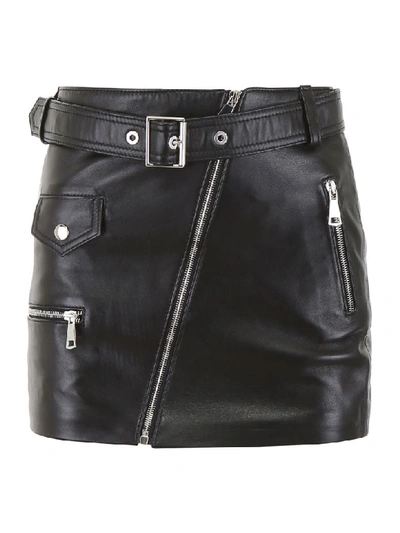 Shop Manokhi Leather Biker Skirt In Black (black)