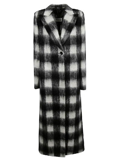 Shop Maison Margiela Checked Coat In White/black