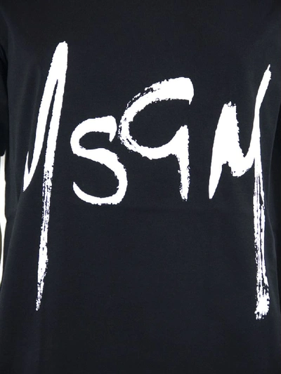 Shop Msgm Black Cotton T-shirt In Nero
