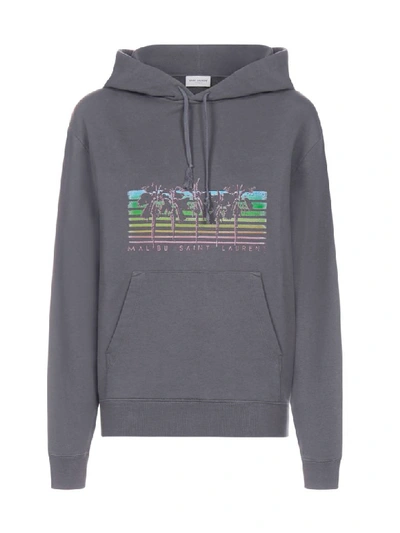 Shop Saint Laurent Logo Hoodie In Gris Multicolore