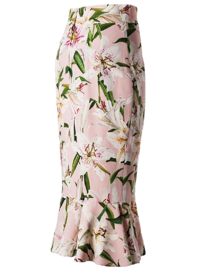 Shop Dolce & Gabbana Flower Print Skirt In Pink