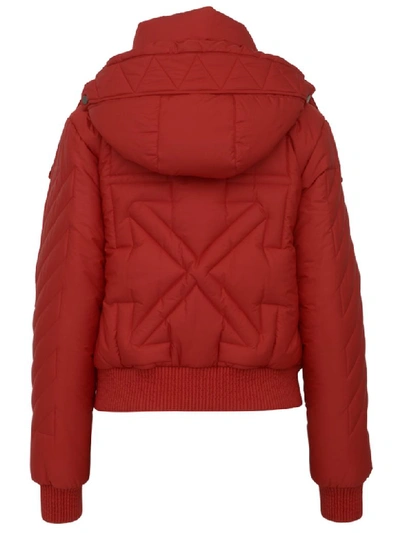 Off-white Hooded Down Jacket In Red