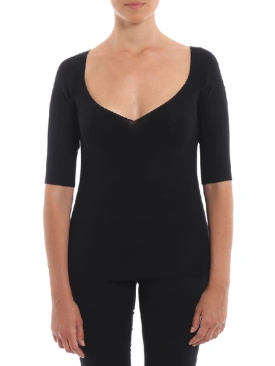 Shop Prada Wide Neck Cashmere In Nero