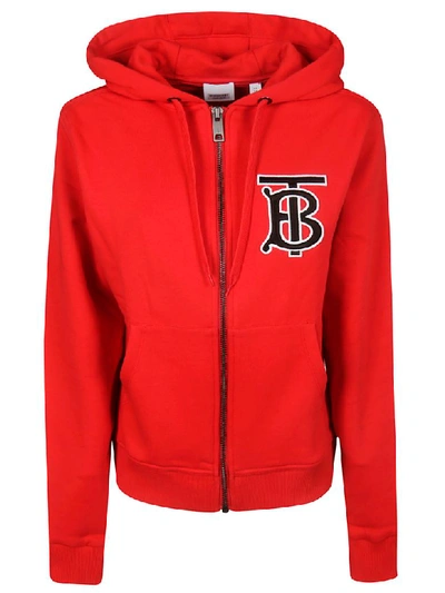 Shop Burberry Aubree Zipped Hoodie In Bright Red