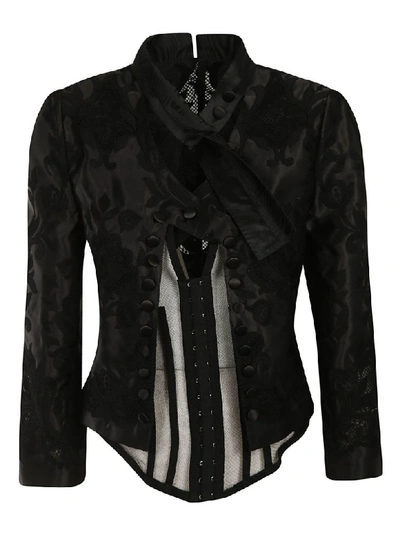 Shop Dolce & Gabbana Lace Embellished Jacket In Black