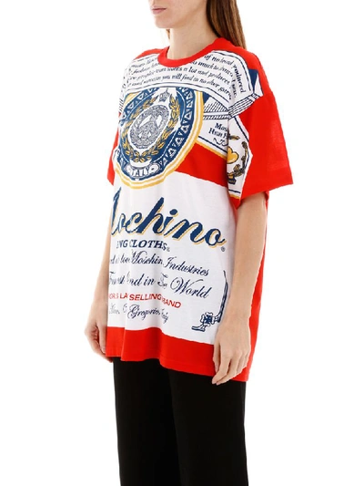 Shop Moschino Budweiser T-shirt In Fantasia Rosso 112 (white)