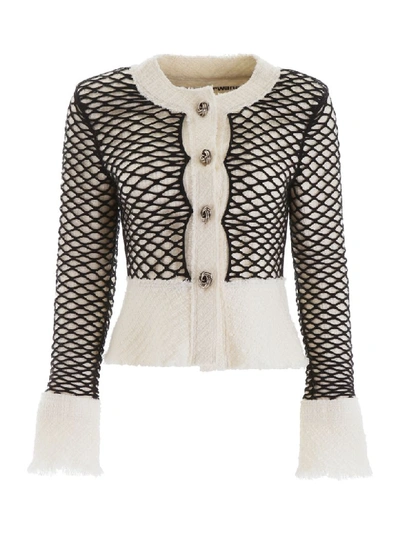 Shop Alexander Wang Fishnet Tweed Jacket In Ivory (white)