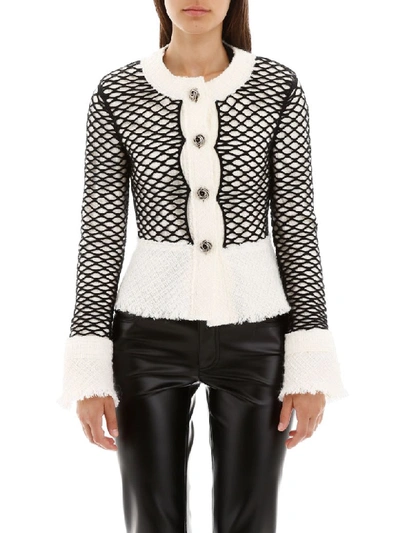 Shop Alexander Wang Fishnet Tweed Jacket In Ivory (white)