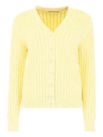 Shop Alessandra Rich Cable Knit Cardigan In Yellow (yellow)