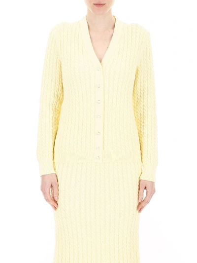 Shop Alessandra Rich Cable Knit Cardigan In Yellow (yellow)