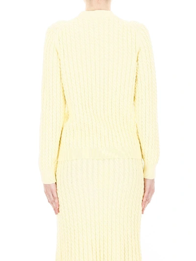 Shop Alessandra Rich Cable Knit Cardigan In Yellow (yellow)