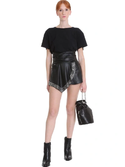 Shop Alexander Wang Bite Studded Shorts In Black Leather