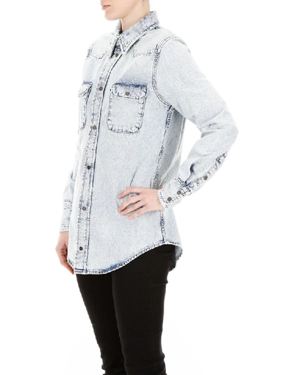 Shop Calvin Klein Denim Western Shirt In Acid Light Indigo (light Blue)