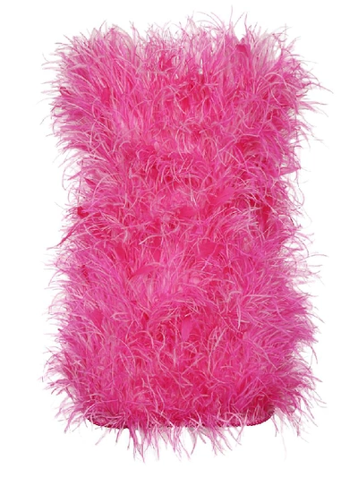 Shop Attico Fur Detail Top In Pink