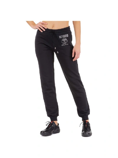 Shop Moschino Double Question Mark Tracksuit Bottoms In Nero