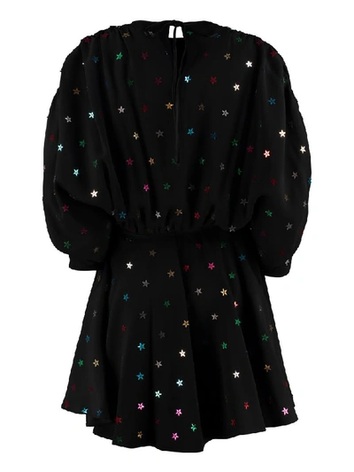 Shop Attico All Over Star Embroidered Dress In Black