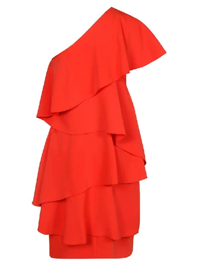 Shop Lanvin Ruffled One Shoulder Dress In Papavero