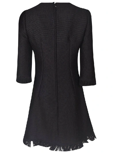 Shop Dolce & Gabbana Fringed Bottom Mid-length Dress In Black