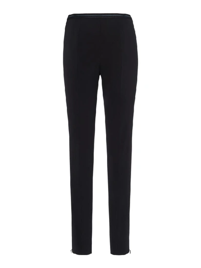 Shop Prada Logoed Slim Trousers In Black