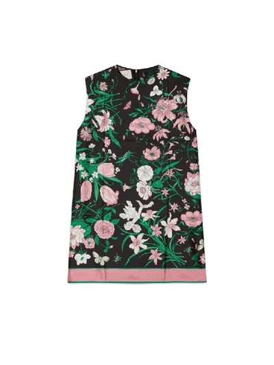 Shop Gucci Sleeveless Flower Top In Black Pink