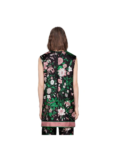 Shop Gucci Sleeveless Flower Top In Black Pink