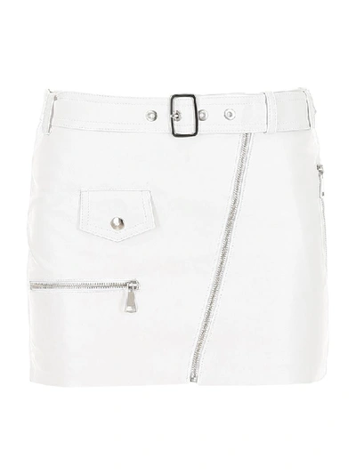 Shop Manokhi Leather Biker Skirt In White (white)