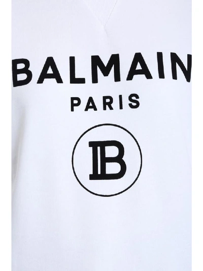 Shop Balmain Sweatshirt In White Cotton