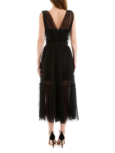 Shop Pinko Tulle And Faux Leather Dress In Nero