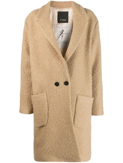 Shop Pinko Girl Coat In Beige/incenso