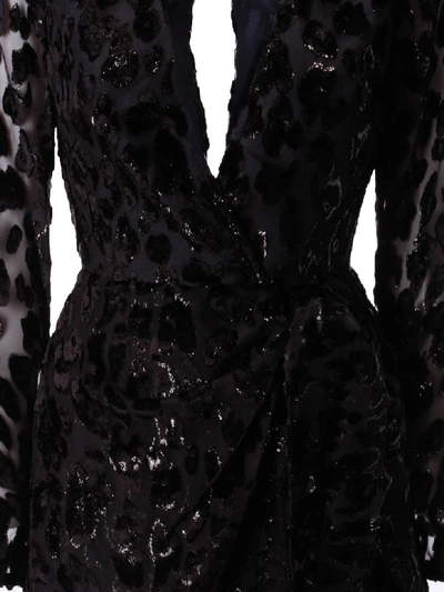 Shop Self-portrait Leopard Mini Dress In Black/navy