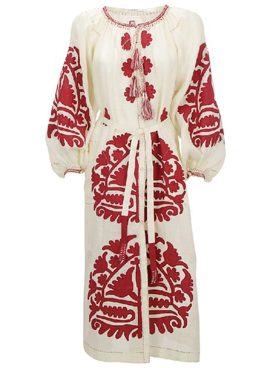 Shop Vita Kin Shalimar Midi Dress In Cream/burgundy