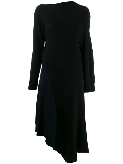 Shop Loewe Asymmetric Dress In Black/navy Blue