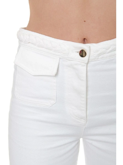 Shop Valentino White Cotton Woven Belt Pants