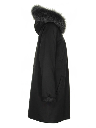 Shop Loro Piana Icery Long Cashmere - Storm System® Fox Fur Jacket In Caviar