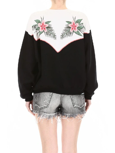 Shop Alanui Tropical Flowers Pullover In Embassy Black (black)