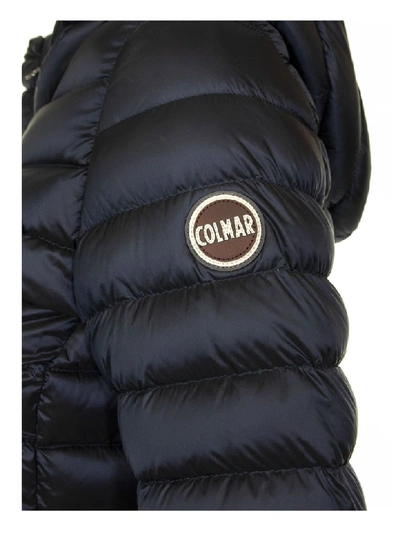 Shop Colmar Place Glossy Down Jacket With Hood In Blue