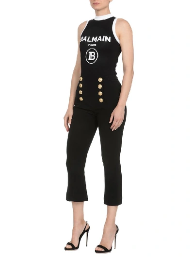 Shop Balmain Logo Bodysuit In Black