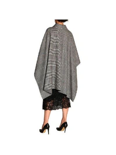 Shop Ermanno Scervino Long Cape In Prince Of Wales Fabric In Black