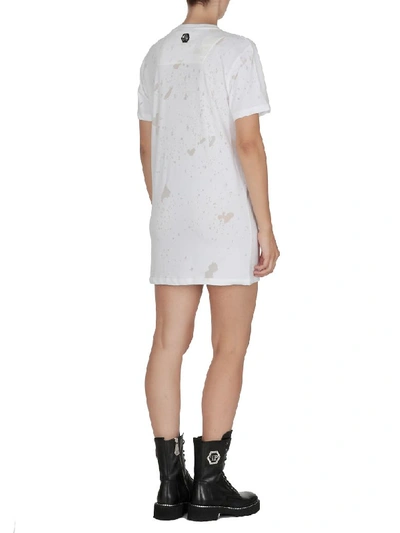 Shop Philipp Plein Dress With Skull In White