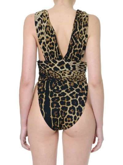 Shop Saint Laurent Brown Animal Viscose Body Suit In Leopard
