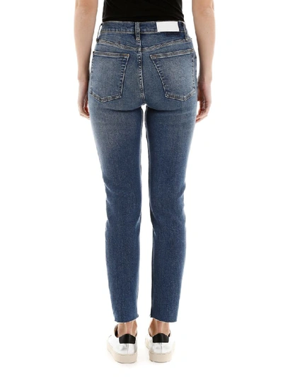 Shop Re/done Raw Cut Slim Jeans In Aged Blue (blue)
