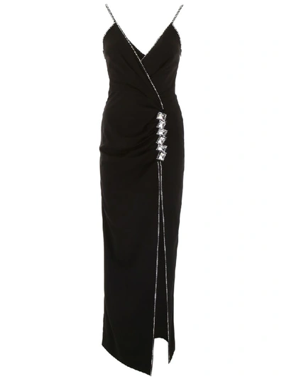 Shop Alessandra Rich Long Dress With Crystals In Black (black)