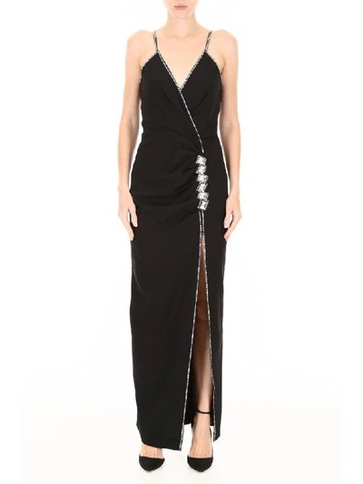 Shop Alessandra Rich Long Dress With Crystals In Black (black)