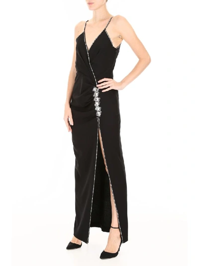 Shop Alessandra Rich Long Dress With Crystals In Black (black)